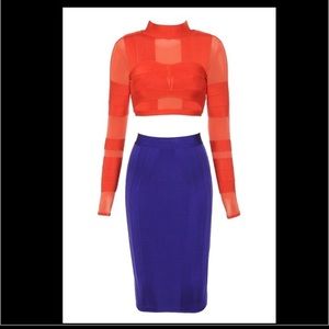 House of CB set long sleeve crop and pencil skirt